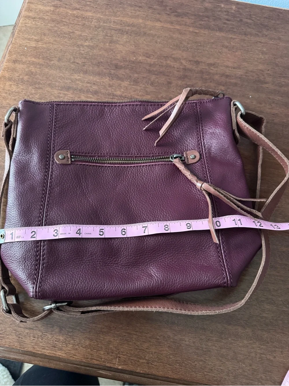 Leather Crossbody Bag in Deep Plum
